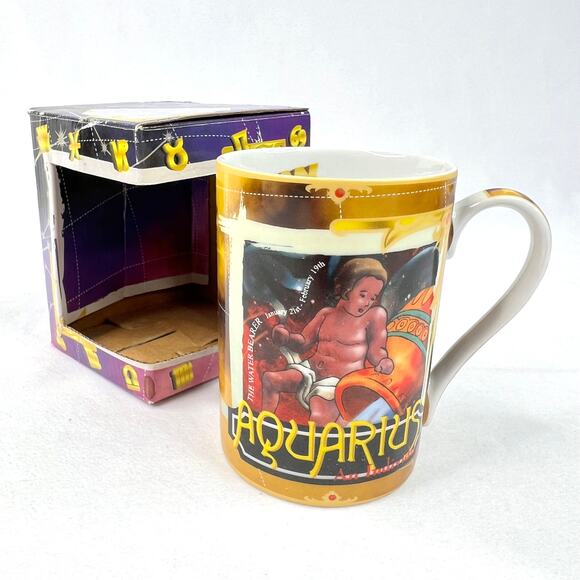 Vintage Aquarius Star Sign Mug Gift - Picture 1 of 10